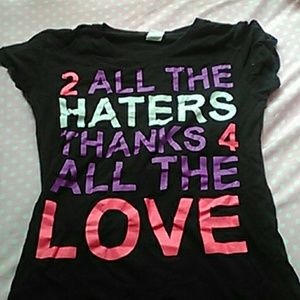 Two all the haters shirt mainly black